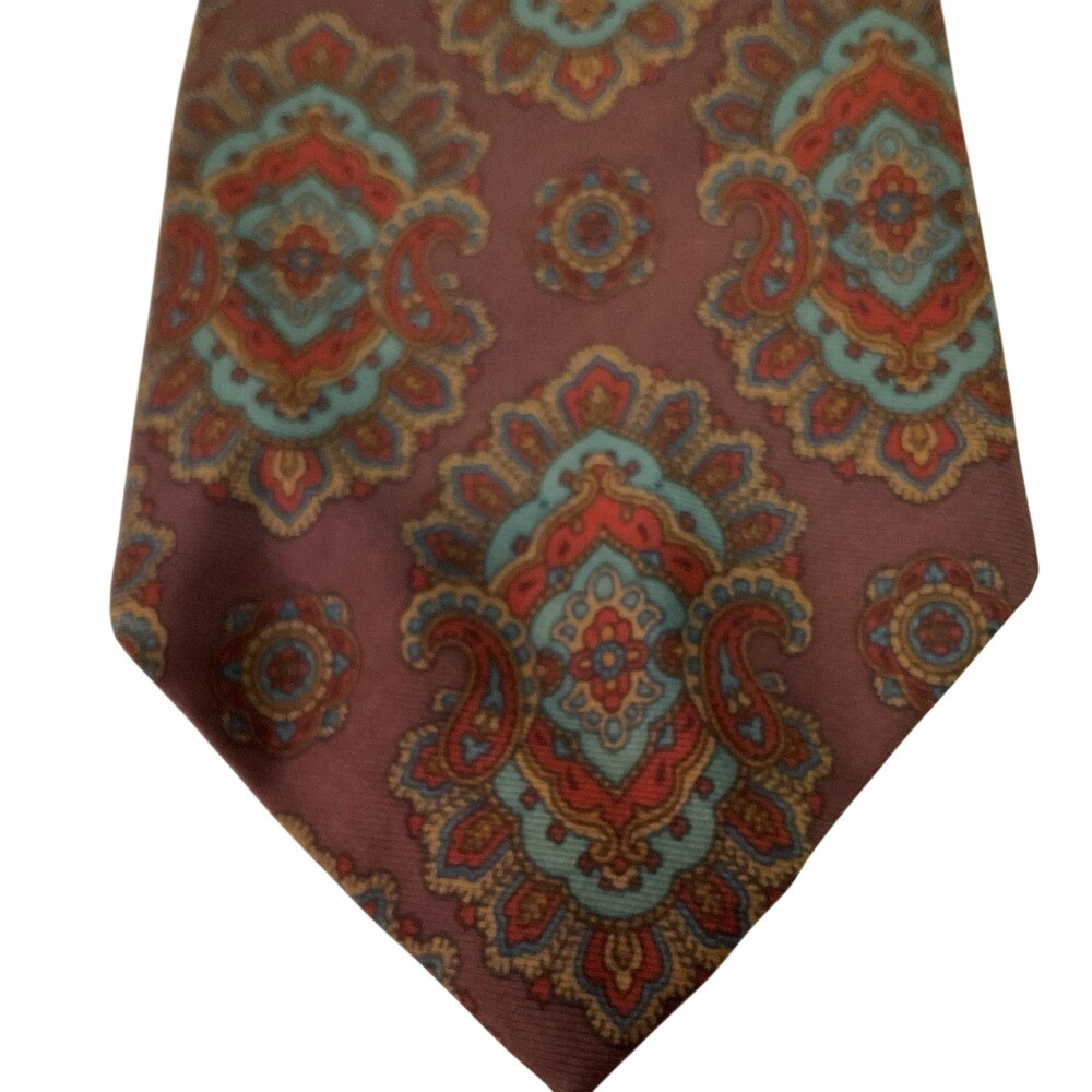 Vintage Polo By Ralph Lauren Men's Necktie Background Brown With Designs 60"